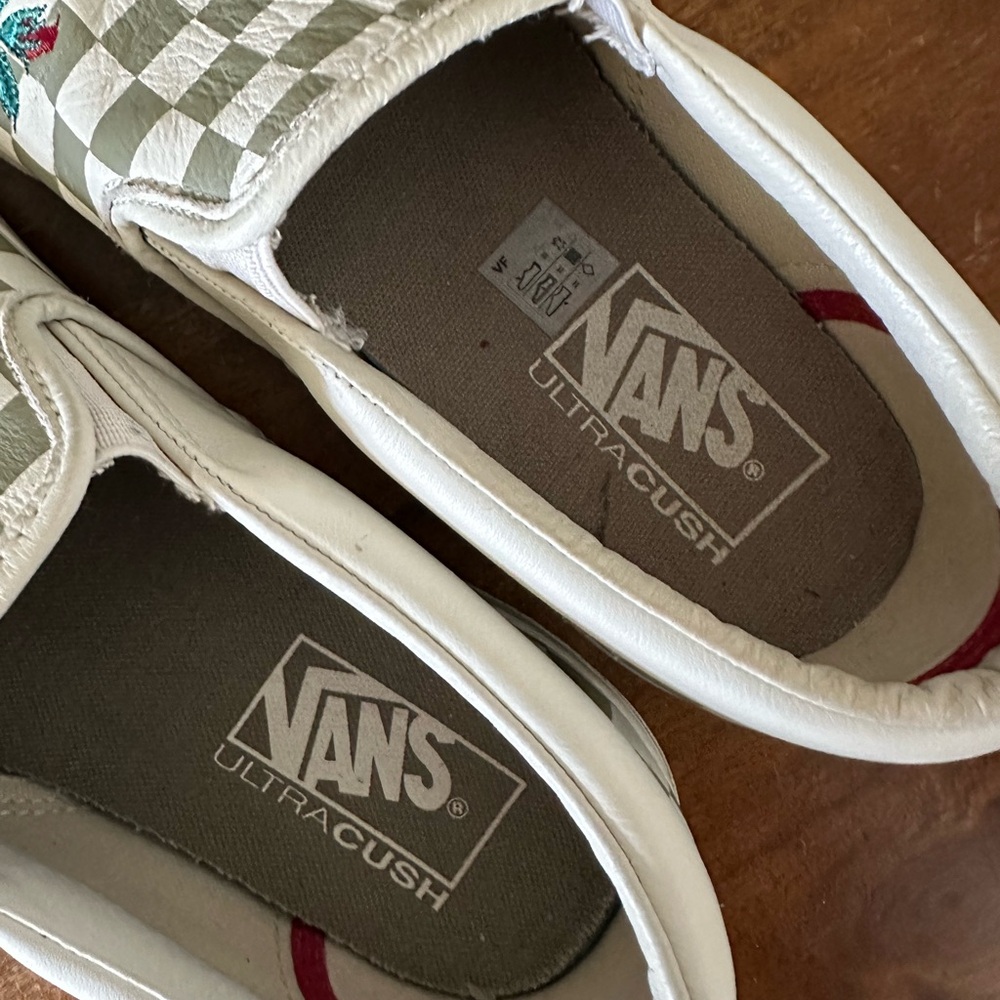 Vans Women's Leather Floral Checkered Slip-On Sneakers Size 9 - Picture 6 of 8